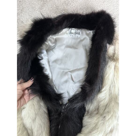 Anastasia VINTAGE GoGo MOD FUR COAT Rabbit Mink Leather Monogram large - Picture 12 of 16